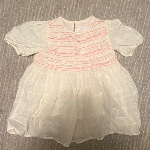 Zara baby white dress with Pink embroidery (9-12 months)